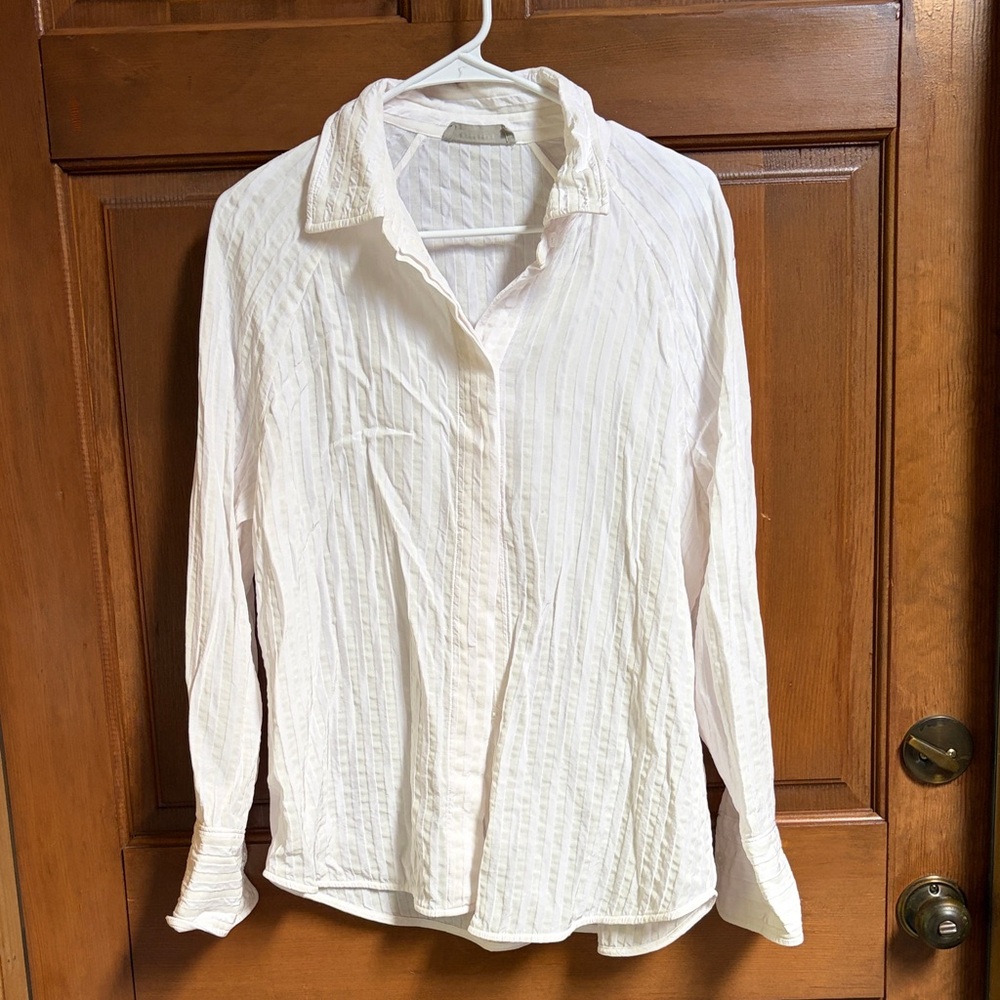 Everlane Cream Textured Shirt Size 8